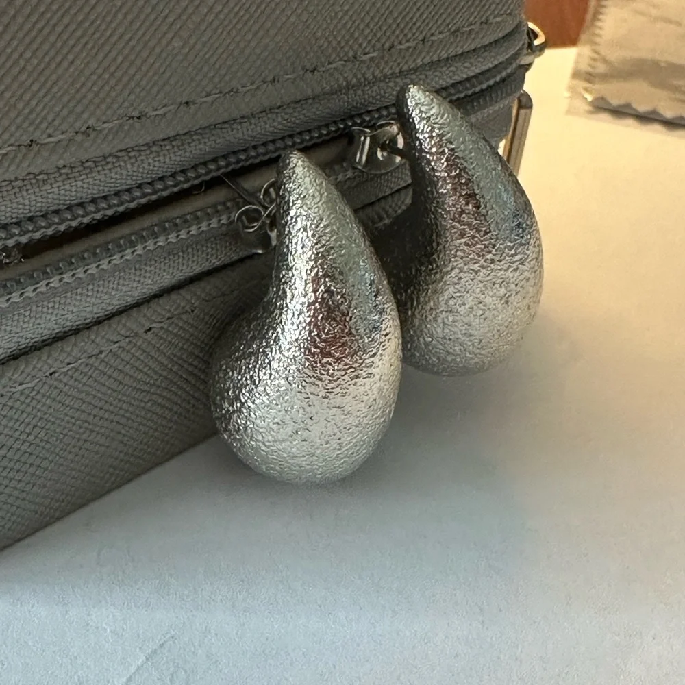 Trendy Jewelry Metal Frosted Teardrop Stud Earrings For Girl Women Party‎ Gift